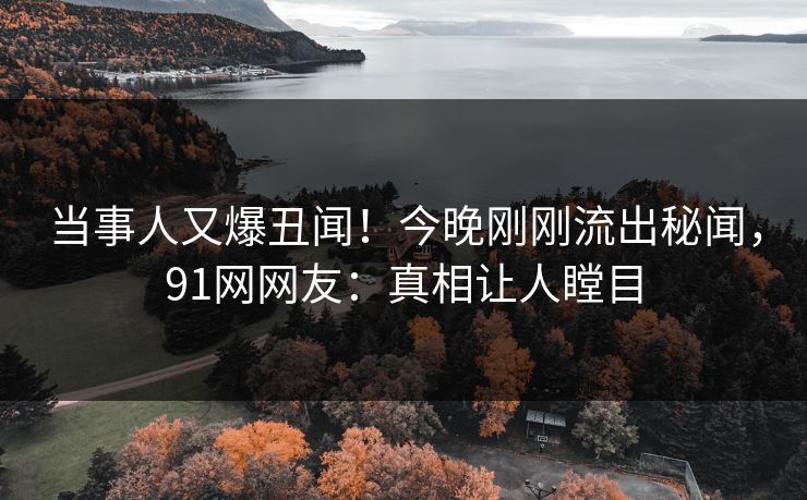 当事人又爆丑闻！今晚刚刚流出秘闻，91网网友：真相让人瞠目