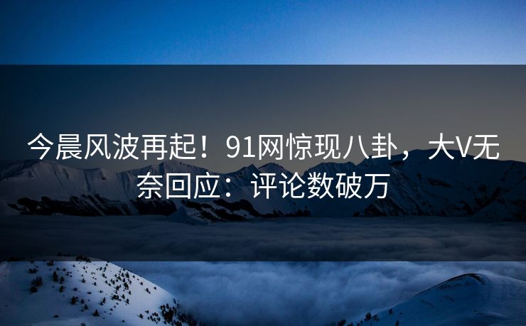 今晨风波再起！91网惊现八卦，大V无奈回应：评论数破万